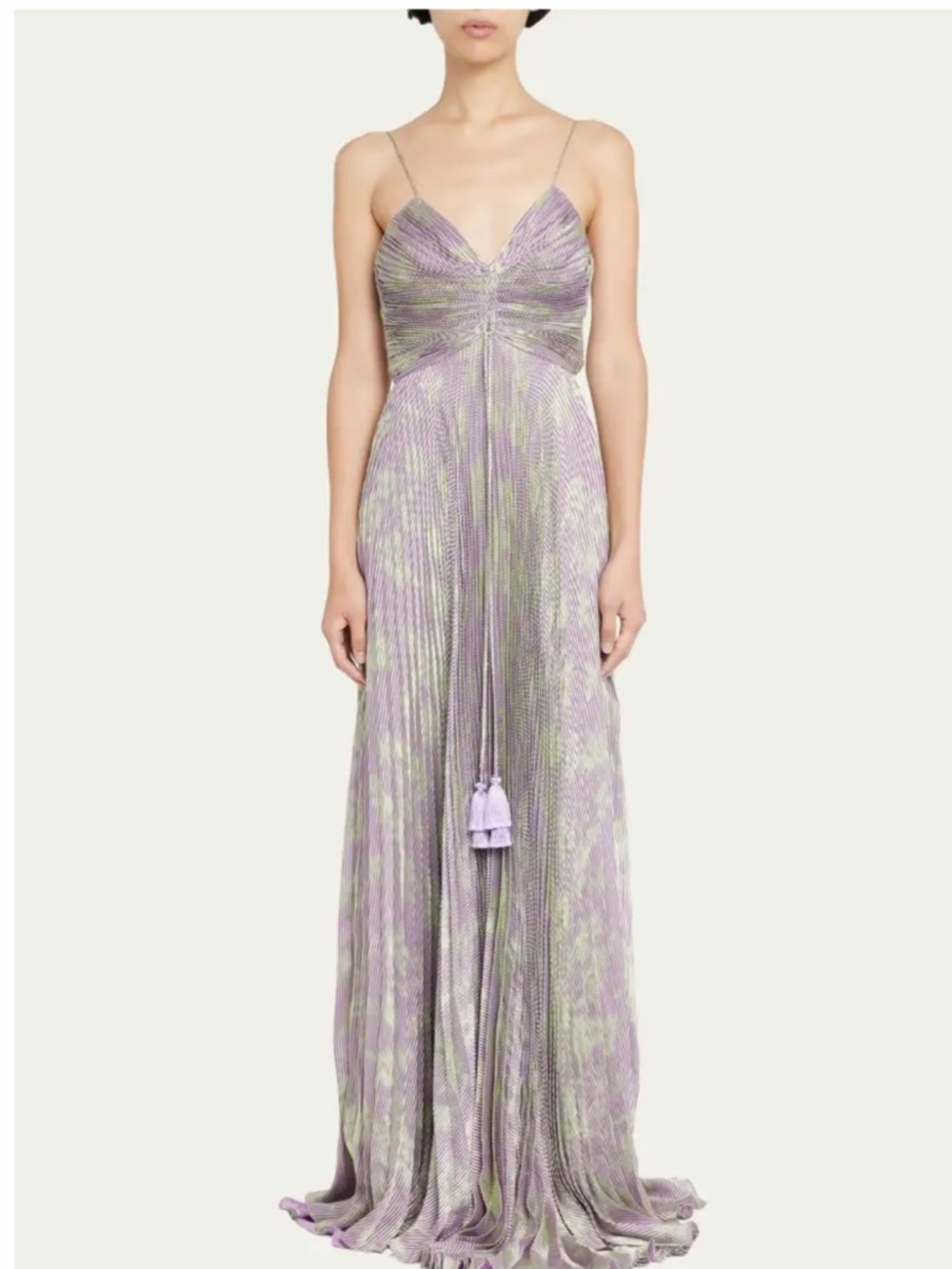 SOLD. Alexis Lavender Pleated Spaghetti-Strap Maxi Dress - Picture 2 of 7
